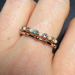Dainty Gemstone & faux Pearl Stacking Rings